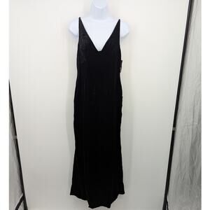 NEW Tahari Petite Black Velvet 100% Silk Trim Slip Gown Dress 8P NWT Made in USA